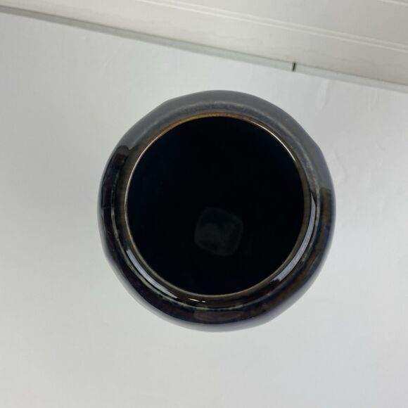 Vintage Bill Campbell Art Pottery Purple Blue Drip Glaze Twist Vase 9” Vessel - Picture 3 of 6